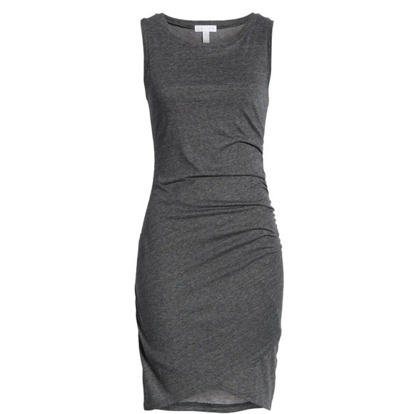 NWT Leith Ruched Bodycon Sleeveless Mini Dress Charcoal Gray Knit Size XL NEW - Picture 2 of 16
